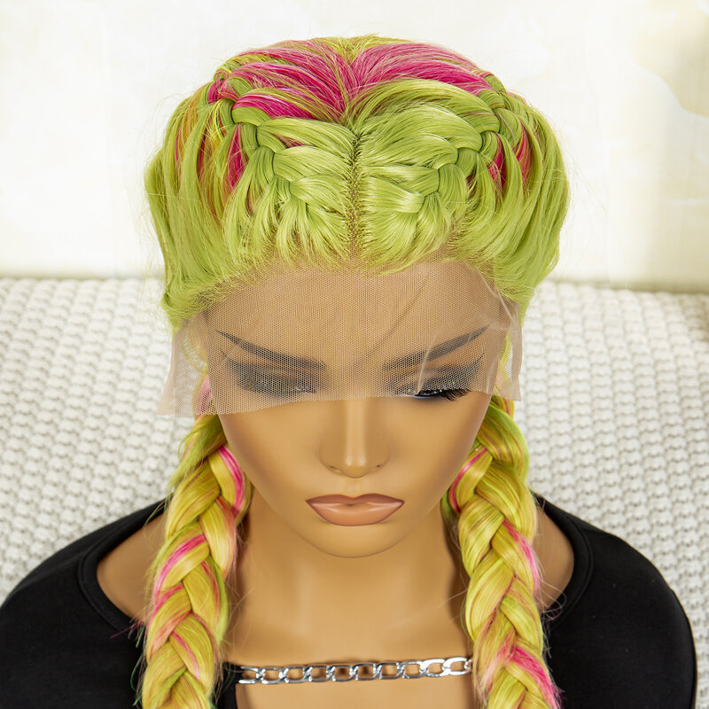 Parrucca con trecce di Cornrow Color caramella parrucca intrecciata sintetica anteriore in pizzo moda donna