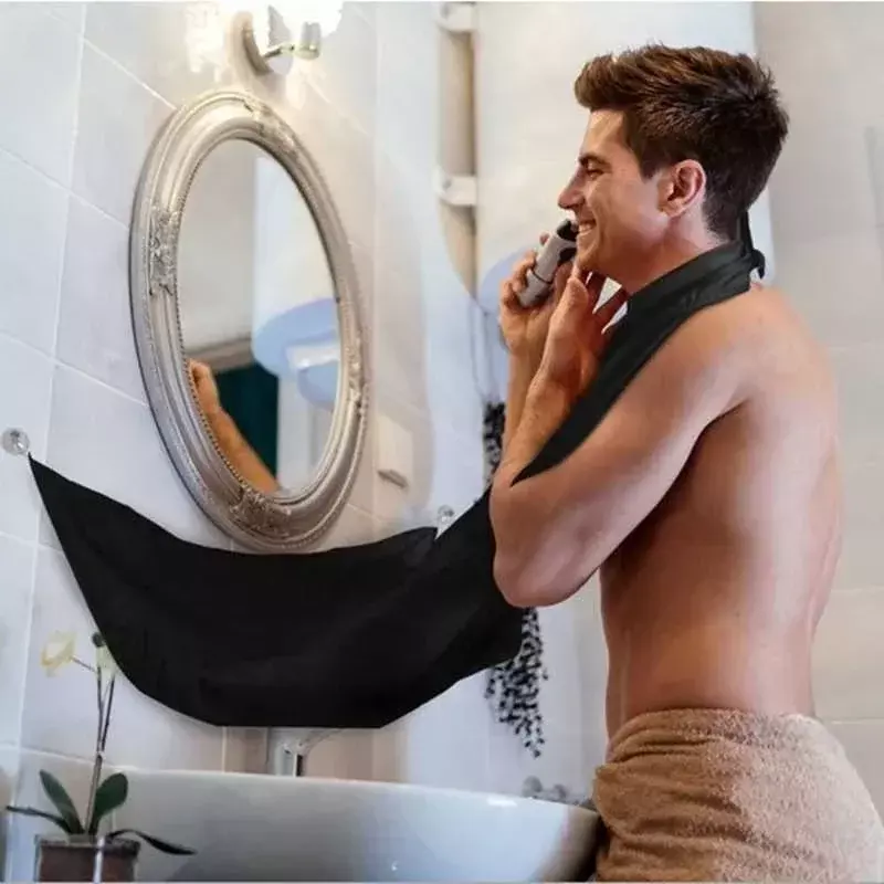 Man Bathroom Apron Male Beard Apron Razor Holder Hair Shave Beard Catcher Waterproof Floral Cloth Bathroom Cleaning Gift for Man