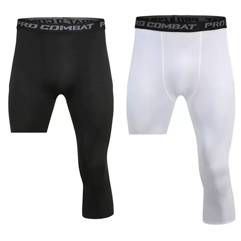 Мужские Компрессионные шорты с открытой промежностью 3/4, укороченные брюки, базовые тренировочные брюки, трико для бега, баскетбольные тренировочные спортивные