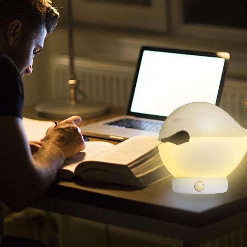 Peixe de madeira Knock Table Night Lamp, Dimmable Luz Ambiente, Recarregável Desk Light, Bedside Light