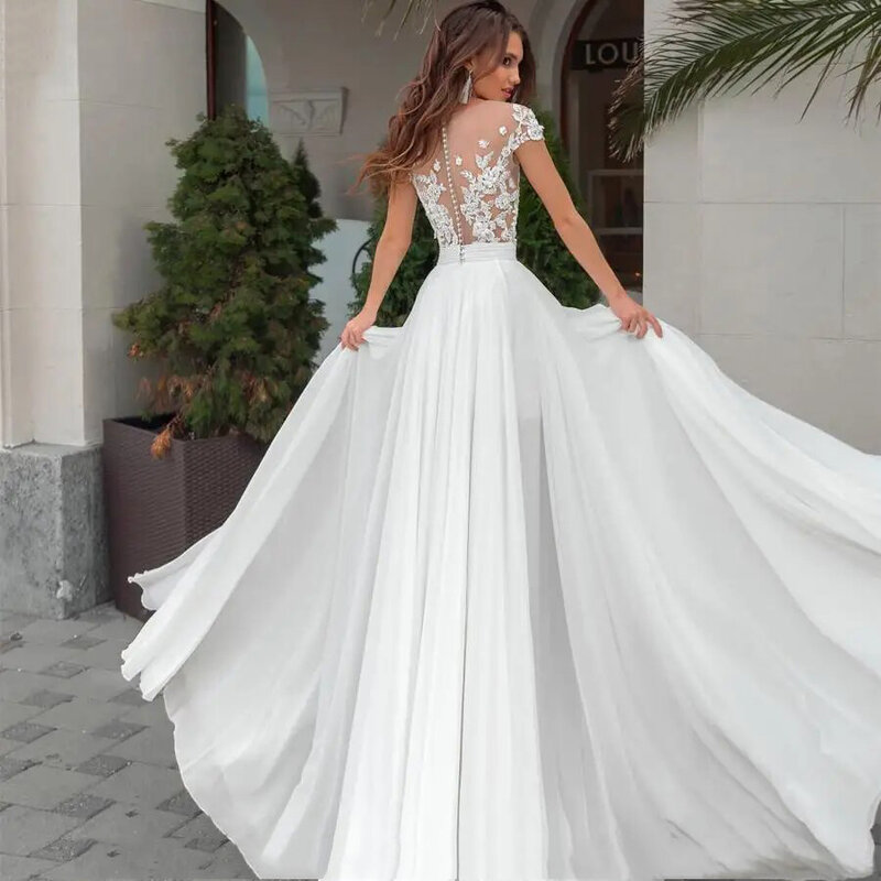 Off The Shoulder V-Neck Women Wedding Dresses Custom Made Modern Robes Mopping Length A-Line Bohemian Princess Vestidos De Novia