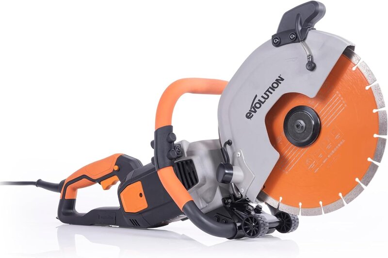 Evolution R300DCT+ 12 Inch Concrete Saw with Water Fed Dust Suppression Electric, No Gas,4-1/2" Cut - Incl Premium Diamond Blade