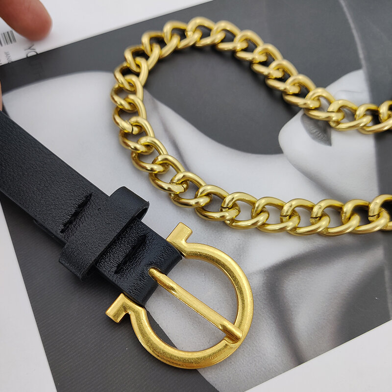 Cinturón de cadena dorada para mujer, pretina de Metal Punk, cinturones largos de diseñador, abrigo de alta calidad, corsé de vestido, moneda de flores