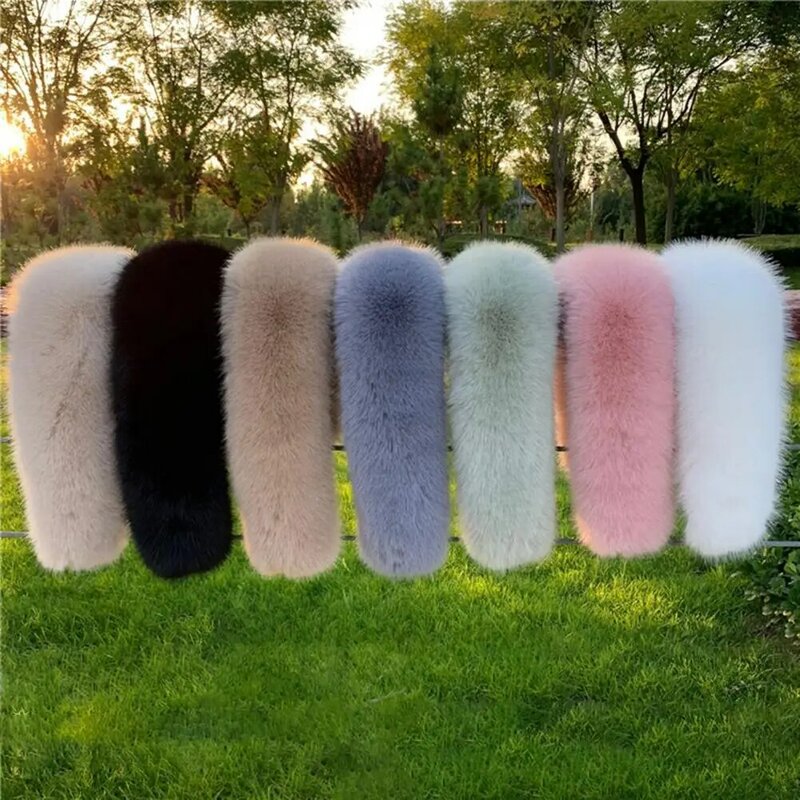 Faux Fur Collar Fashionable Bushy DIY Soft Women Faux Fox Fur Collar Winter Coat Hood Decor for Daily Life