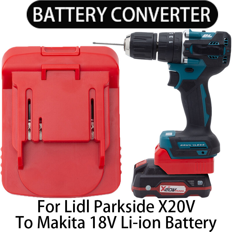 Konverter baterai untuk Lidl Parkside X20V baterai Li-ion ke Makita 18V Aksesori alat listrik adaptor baterai Li-ion