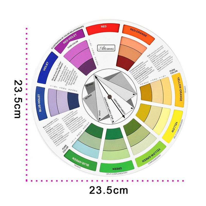 Professional 12 Color  Paper Card Three-tier Design color Mixing Wheel Guidance Round central Circle Rotates Tattoo Nail Pigment