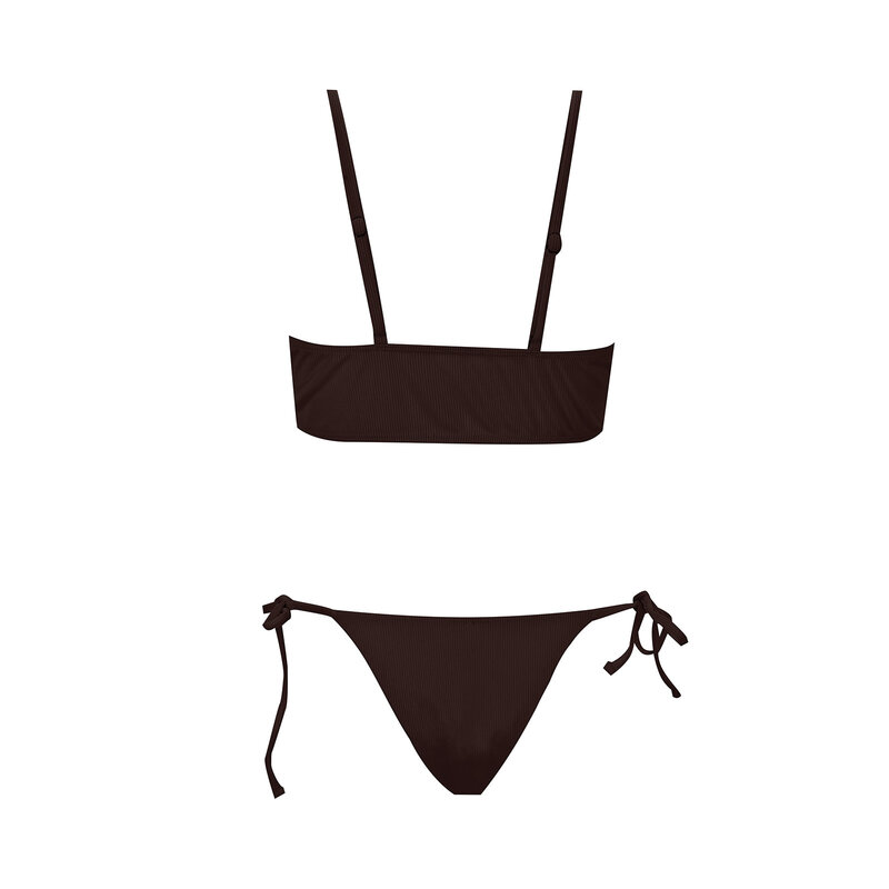 Bikini brésilien sexy pour femmes, maillot de bain taille basse, uni, ensemble 2 pièces, natation, plage, fente, 2024