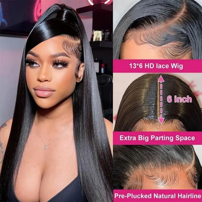 32 34 Inch Bone Straight 13x4 Lace Front Human Hair Wigs Brazilian 13x6 Lace Frontal Wig PrePlucked For Women Remy Hair MYLOCKME