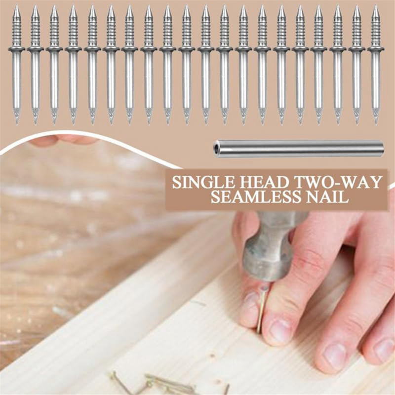 200PCS Double-Head Skirting Thread Seamless Nail, No Trace Nails Sheep Horn Nails Single Angle Nails Cement Nails