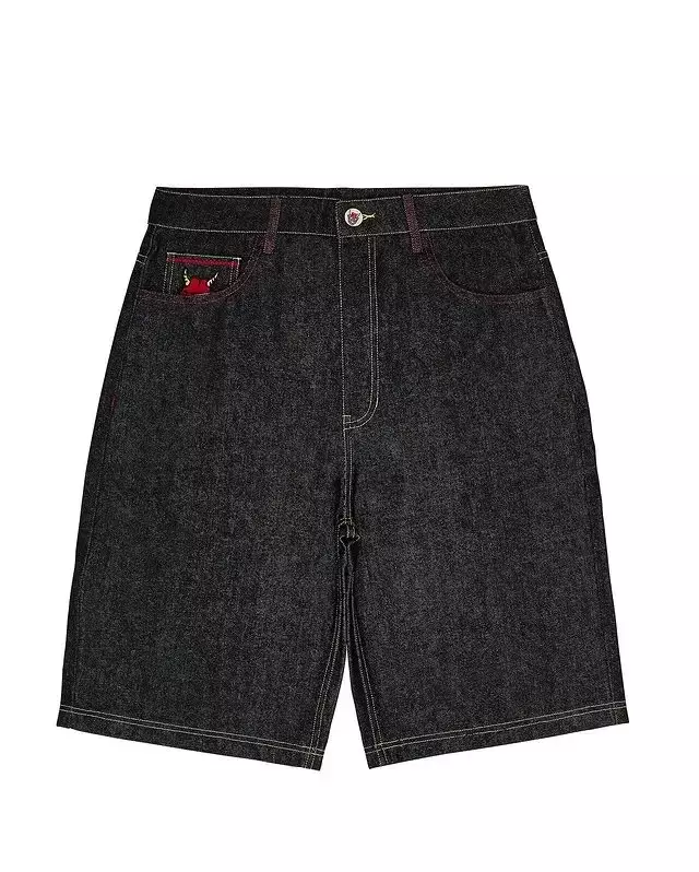 Hip Hop Evil Streetwear Shorts Y2K Pants Harajuku Graphic Embroidery Denim Gym Shorts Punk Rock Gothic Men Basketball Shorts