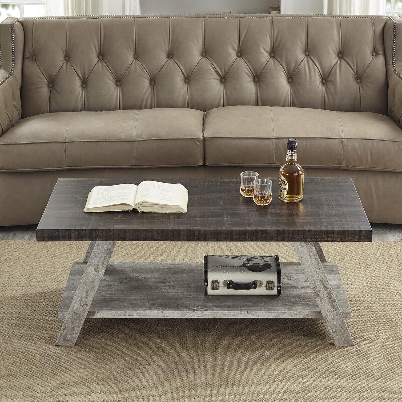 Athens Contemporary Wood Shelf Coffee Table