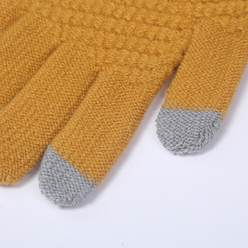 男性と女性のためのフェイクウールの冬用手袋,ストレッチニット,イミテーションウール,シック,かぎ針編み