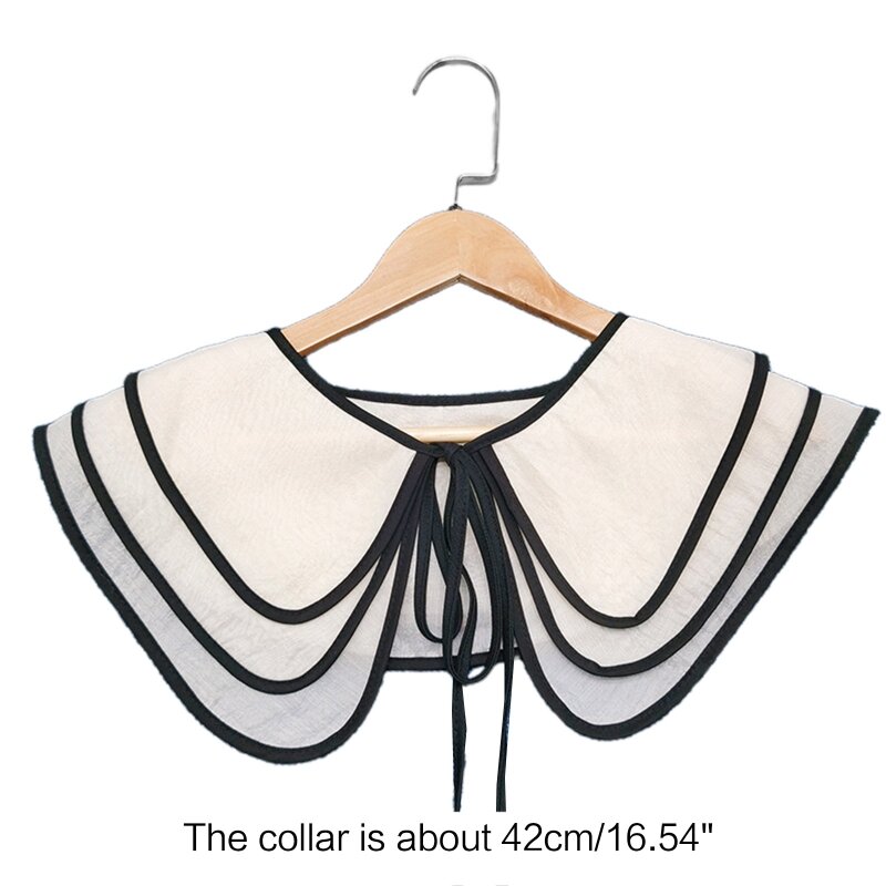 Casual Decorative Collars Detachable Dickey Collar Blouse Half Shirt for Doll Shawl Lace-Up Bowknot Scarf Capelet for Wo
