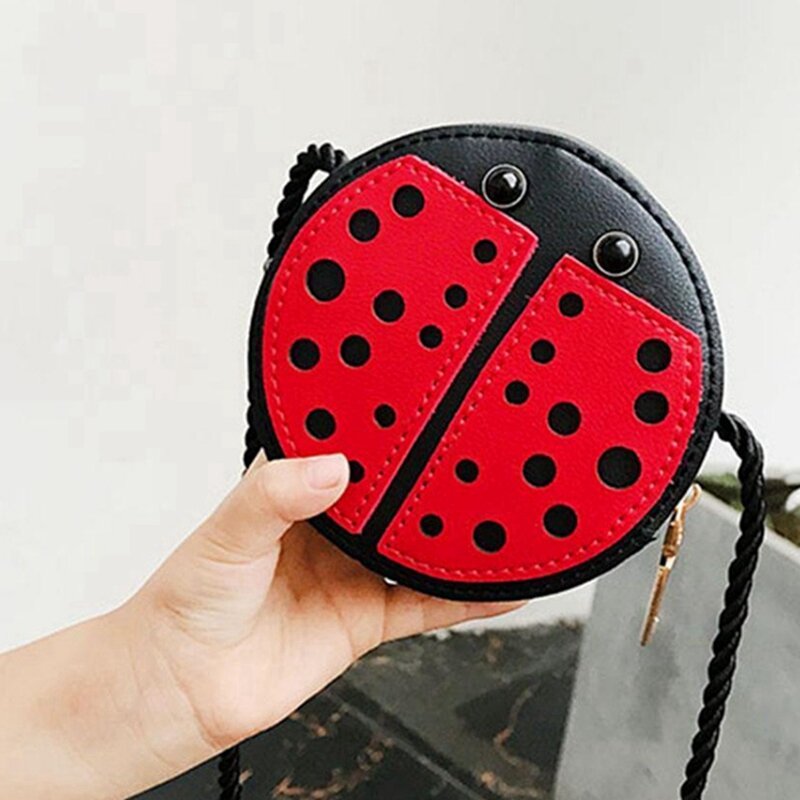 3X Ladybug Cute Children's Shoulder Bag Personality Wild Purse Mini Accessories Bag
