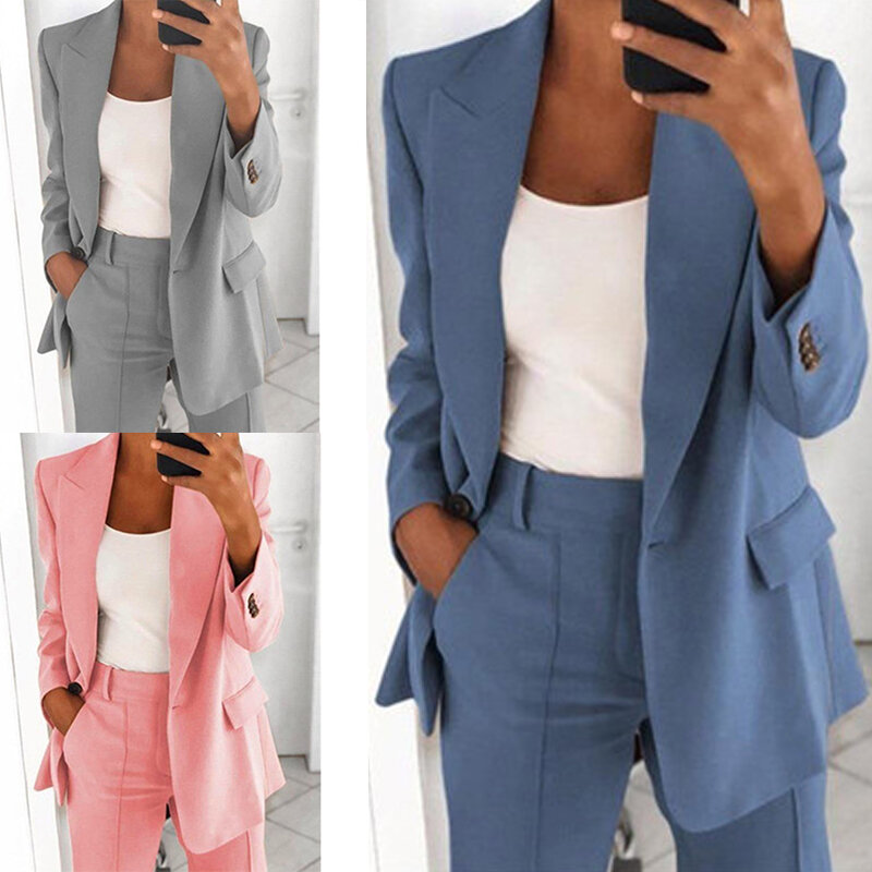 Women Long V-Neck Office Lady Jacket Fashion Lapel Slim Jacket Elegant Cardigan Female Full Sleeve Pocket Streetwear Jackets