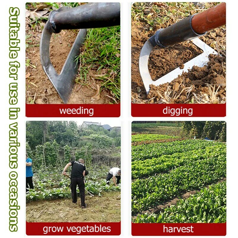 Handheld Agricultural Weeding Hoe, Aço Manganês Espessado, Plantando Jardinagem Vegetal, Soltar o Solo, Ferramentas de ervas daninhas
