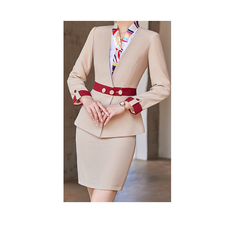 Air Stewardess Uniform Flug begleiter Kostüm Flug Arbeits kleidung zweiteiligen Hotel Rezeption profession ellen Anzug