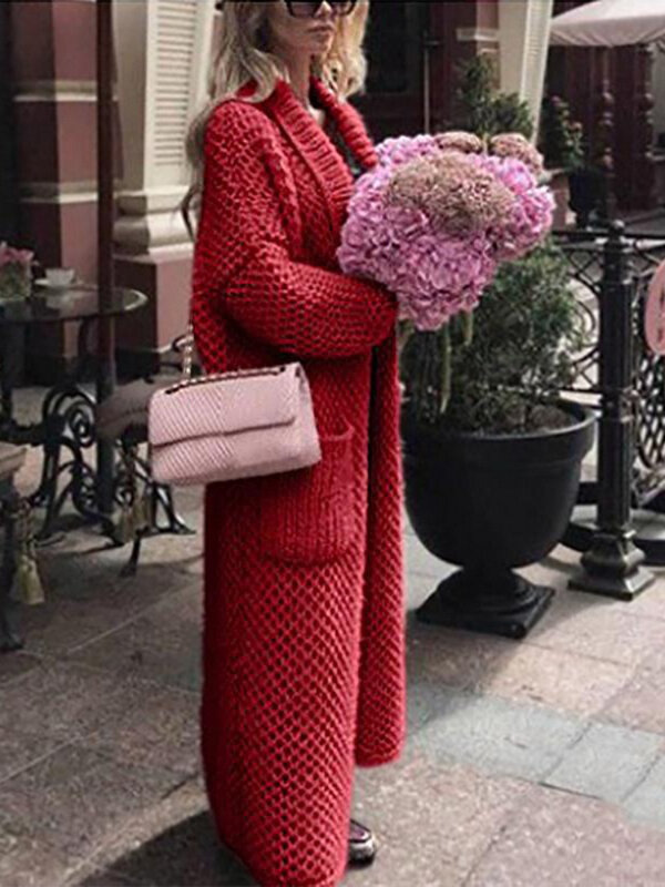 2022 Sweter Rajut Longgar Abaya Muslim Wanita Mantel Kardigan Panjang Bertudung Sweter Streetwear Longgar Wanita Lengan Panjang Musim Gugur Musim Dingin