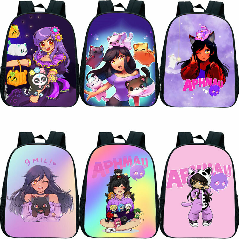 12Inch Aphmau Mini Backpack for Kids Kindergarten Bookbag Boys Girls Cartoon School Bag Children Anime Knapsack Mochila Infantil
