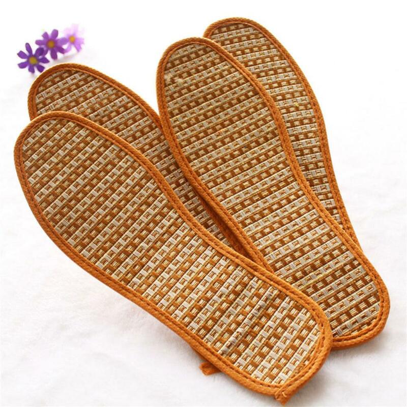 Plantillas unisex transpirables antibacterianas de carbón de bambú, almohadillas para zapatos tejidas a mano, 1 par