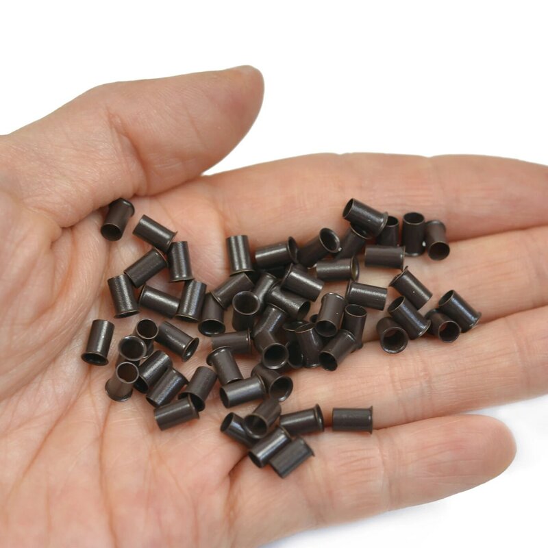 Micro anillos de tubo de cobre acampanados, eslabones de cuentas para extensiones de cabello i-tip, 3,4mm, 500 piezas
