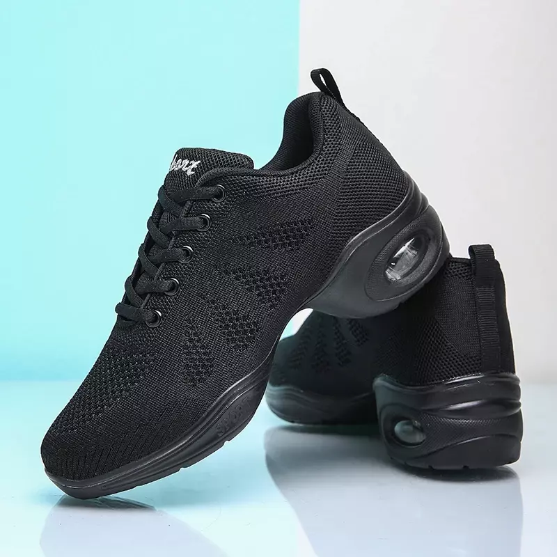 Damskie nowe markowe tenisówki taneczne czarne siatka powietrzna taniec Hip Hop Sneaker sportowe dziewczyny Sneaker buty do tańca dla kobiet