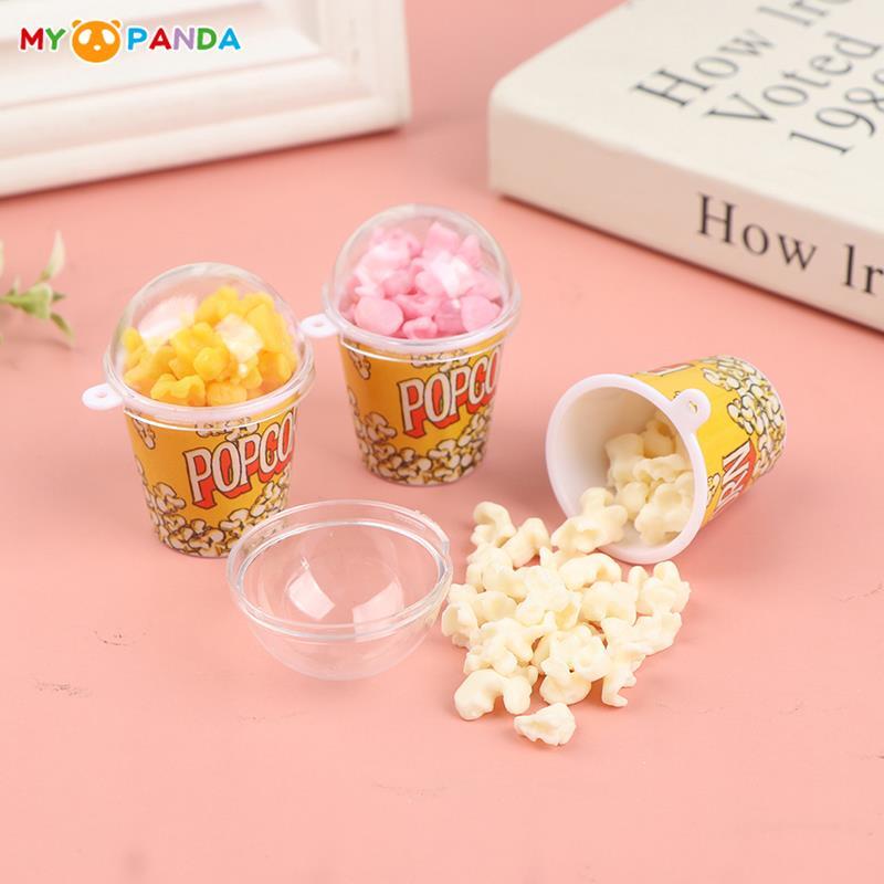 1/12 Skala Miniatur Rumah Boneka Makanan Mini Ember Popcorn untuk Rumah Boneka Dapur Toko Makanan Ringan Dekorasi Mainan Anak-anak
