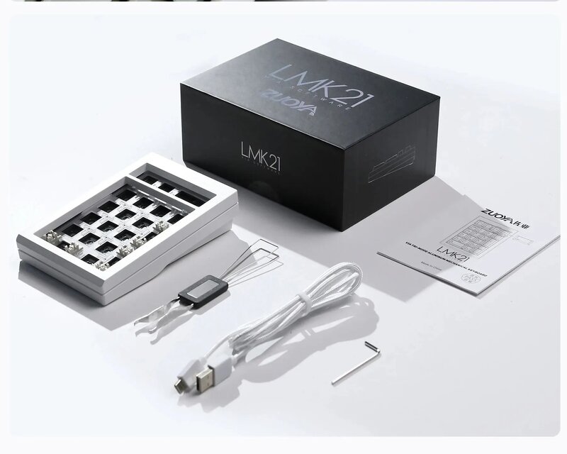 ZUOYA LMK21-teclado inalámbrico Bluetooth con funda de aluminio, Kit a través de junta programable, almohadilla de números intercambiable en caliente para e-sport/Mac/Win