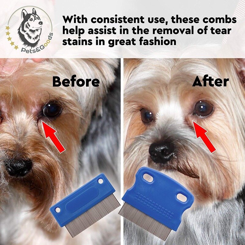 Pet Comb Dog Grooming Comb Pet Tear Stain Remover Gently Removes Mucus and Crust Small Lice Flea Combs for Dogs Cats Supplies