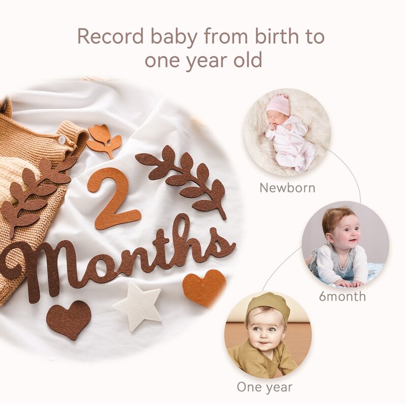 Feltro Digit bebê Mês Milestone Card, recém-nascido Prop Fotografia, Mensal Memorial Lembrança, Foto Acessórios