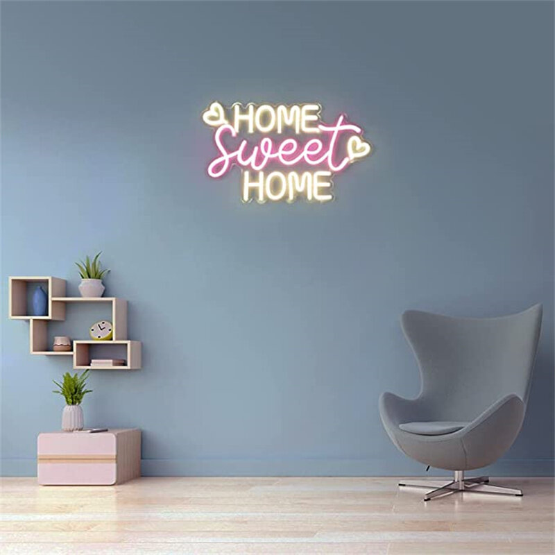 Home Sweet Home Neon Sign Warm LED Light Letters Aesthetic Home Room Decoration USB Wall Lamp For Bedroom Party Festival Decor