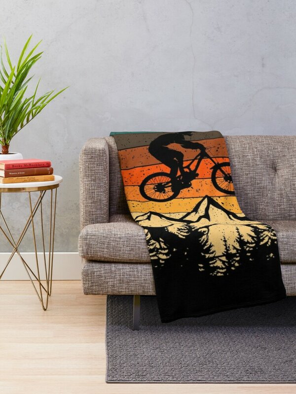 Mountainbike Downhill Retro Vintage Gift Throw Blanket Designer Blanket Dorm Room Essentials Single Blanket