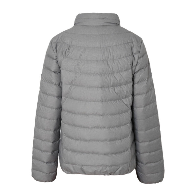 Jaket bulu angsa ringan untuk wanita, jaket musim dingin kerah berdiri tipis portabel pendek warna putih motif bebek
