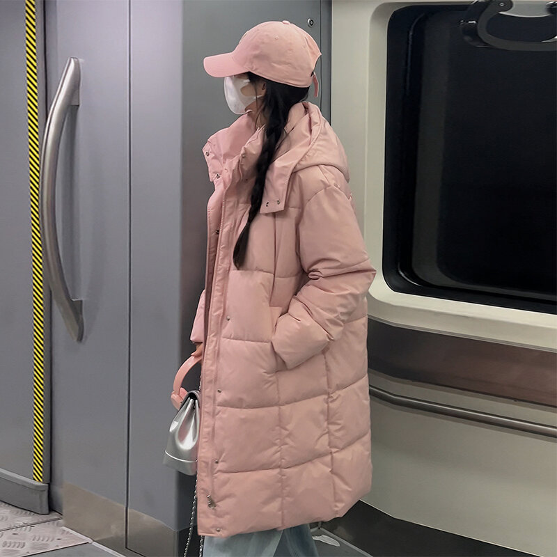 여성용 후드 파카 롱 재킷, 캐쥬얼 두껍고 따뜻한 방풍 코트, 여성 아웃웨어, 롱 스트리트웨어, 겨울