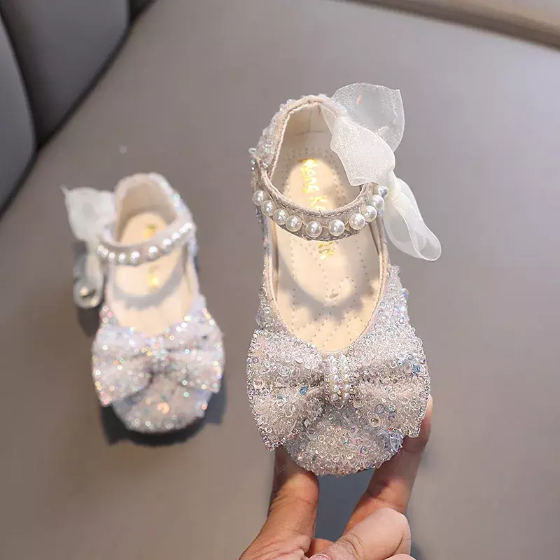 Sepatu kulit anak-anak, sneaker datar kasual pernikahan dasi kupu-kupu manis mode musim semi musim gugur 2024
