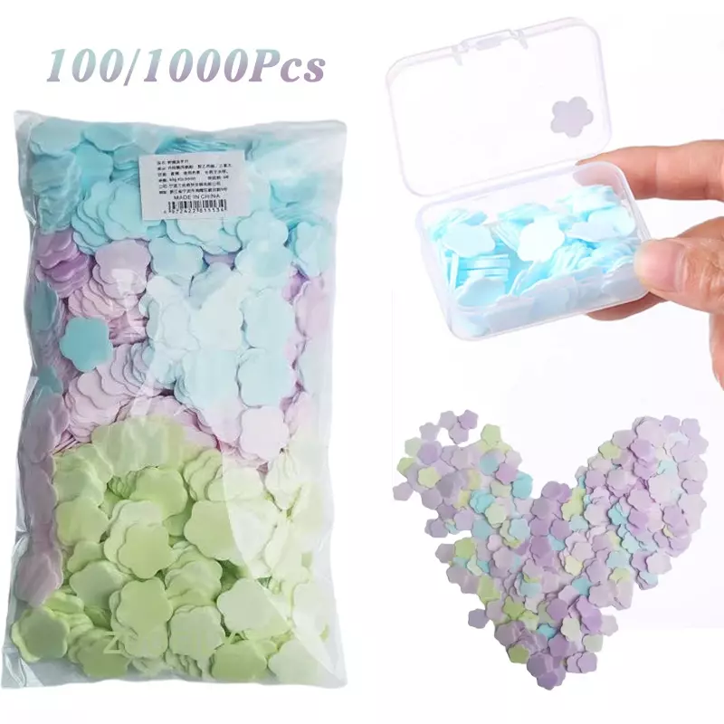 100/1000pcs carte di sapone portatili per il lavaggio delle mani fetta profumata lavaggio delle mani bagno da viaggio sapone schiumogeno profumato carta per sapone per la pulizia del corpo