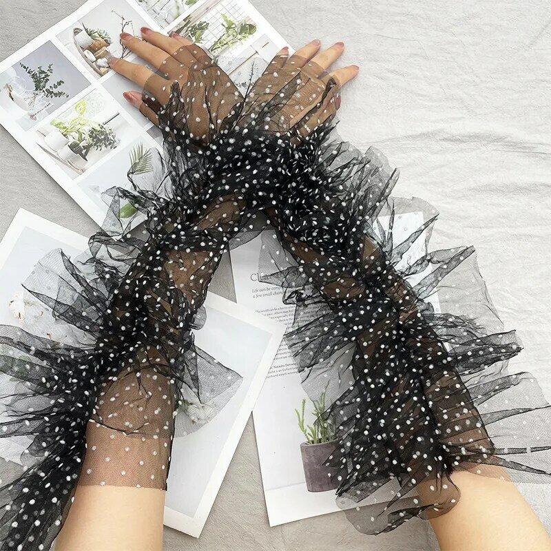 Fashion Long Sheer Tulle Gloves Ultra Thin Stretchy Full Finger Mittens Mesh Elbow Wedding Bride Gloves Halloween Accessory