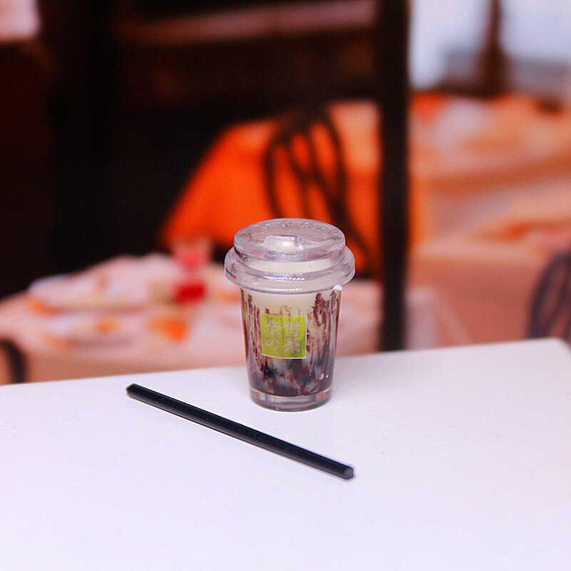 1 conjunto 1:12 casa de bonecas em miniatura leite copo chá bebida copo com palha decoração para casa brinquedo kawaii acessórios quarto