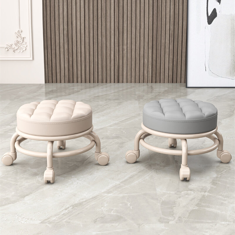 Nordic obrotowy Pedicure Spa Salon kosmetyczny z kółkami stołek Salon zmień buty niskie stołki meble kosmetyczne krzesło
