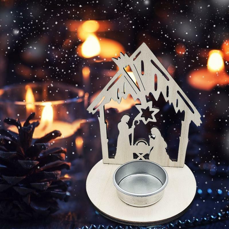 Ciondolo dell'avvento di gesù di natale innovativo candeliere in legno a forma di casa ornamenti per presepe per la decorazione del Festival delle vacanze