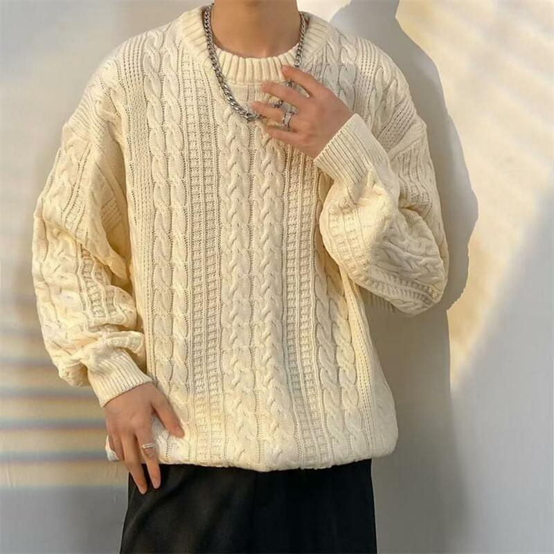 Classic Men Pullover Sweater Cozy Knitted Winter Sweater for Men Thick Long Sleeve Pullover Unisex Couple Warm Sweater Top
