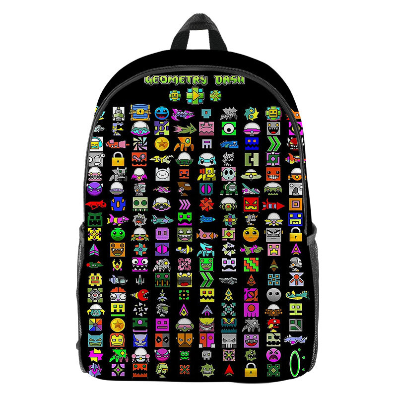 Game Geometry Dash Backpacks Student Canvas Bookbag Fashion Children's Backpack Teens Travel Rucksack 3D Funny Cartoon Schoolbag