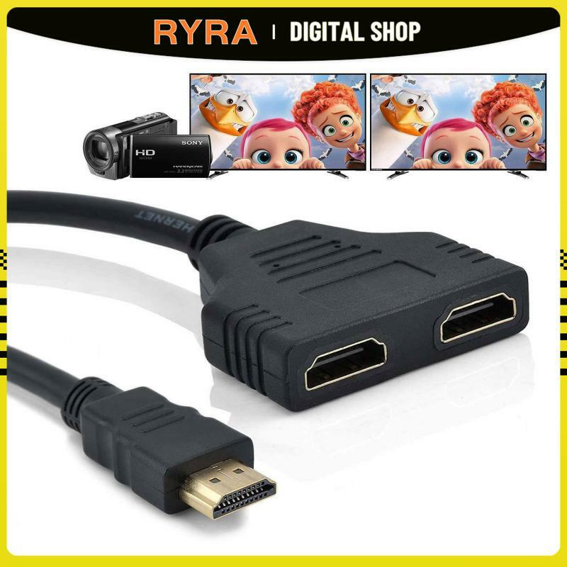 RYRA HDMI-compatible Splitter 1 Input Male to 2 Output Female Port Adapter Converter 1080P Switcher Computer Displays Splitter