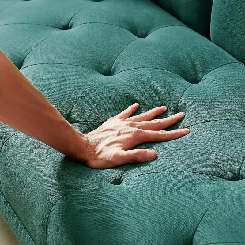 سرير أريكة Futon قابل للتحويل ، أريكة نوم كتان ، أريكة حديثة معنقدة بثلاثة مقاعد مع مساند ظهر قابلة للتعديل وأرجل خشبية صلبة ، 75 إنش
