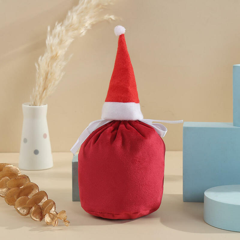 Sacs de bonbons de Noël de proximité Wstring, chapeau de velours du père Noël rouge, sacs d'emballage de chocolats de bonbons, décor de fête de vacances à la maison, sacs cadeaux