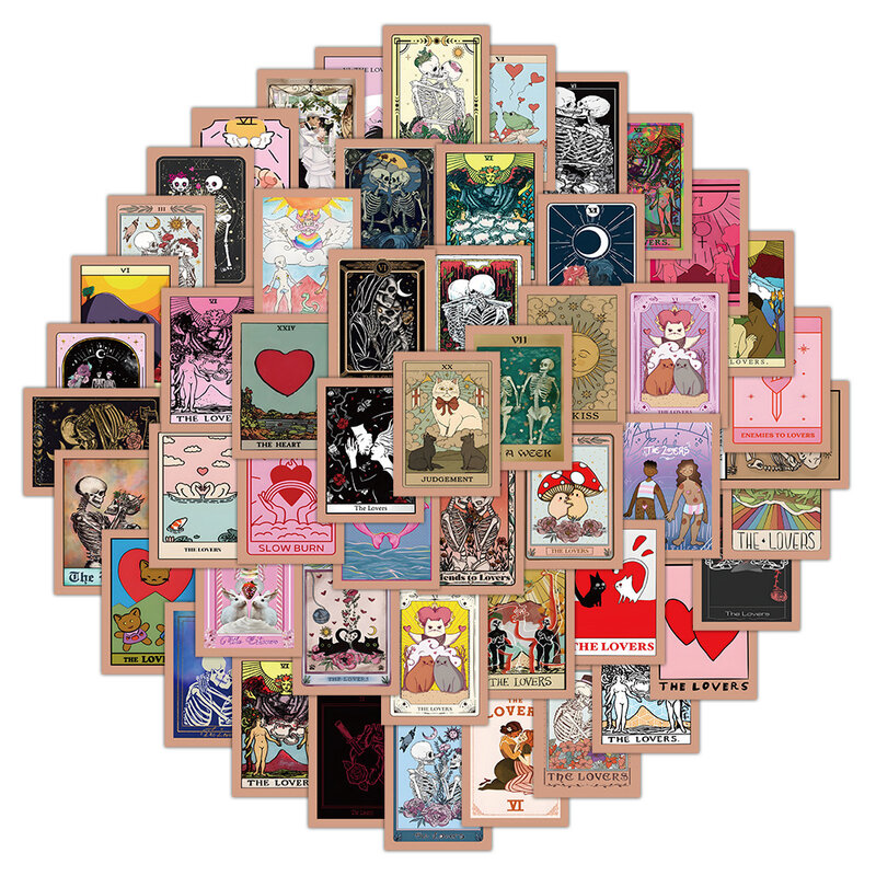 Gothic Amour Tarot Cards Adesivos impermeáveis, Decalques dos desenhos animados, Telefone Geladeira Skate Bagagem, Brinquedos Cool, 10 Pcs, 30 Pcs, 60Pcs