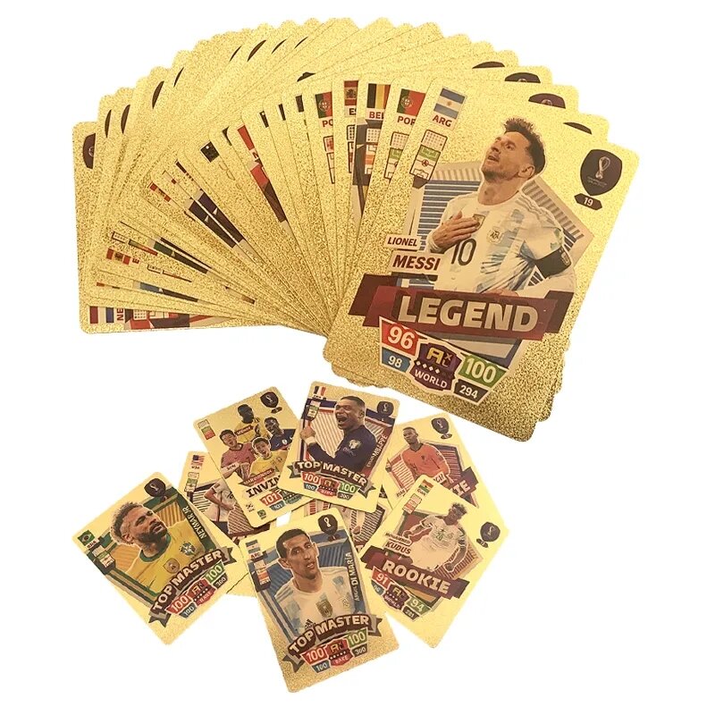 27-55 buah kartu Ballsuperstar dunia sepak bola bintang kartu emas koleksi tanda tangan terbatas perdagangan anak-anak hadiah penggemar mainan