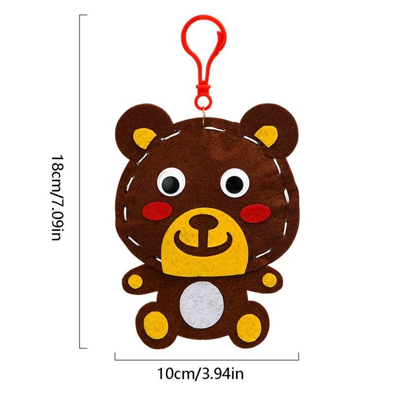 Montessori Toy Baby DIY Animal Pendants Cartoon Animal Handicrafts Arts Crafts Non-woven Charms Keychain Material Package