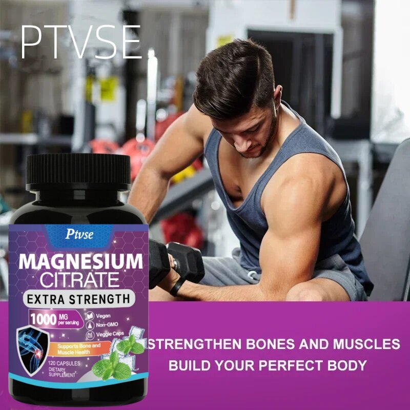 Kapsul Magnesium sitrat 1000 Mg-penyerapan maksimum untuk otot, saraf, kesehatan tulang dan jantung bebas Gluten, non-gmo