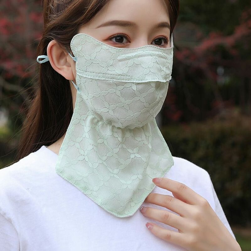 Quick Drying Ice Silk Mask New Anti-UV Breathable Hanging Ear Scarf UPF50+ Neck Protection Sunscreen Mask Bandana for Women